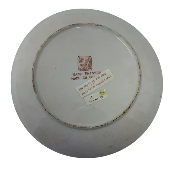 Vtg Cloisonne Qianlong Nan Zhi Chinese Hand Painted Decor Plate Tropical Fish - Picture 4 of 5